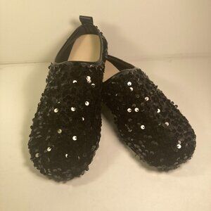 Women's Black Sequin Slip-on Mules Size 7.5
